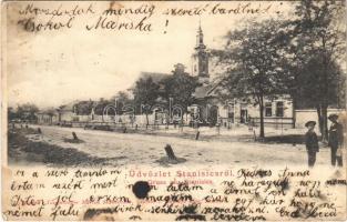 1903 Őrszállás, Stanisics, Stanica; utca, templom. Tossenberger Márton kiadása / street, church (EB)