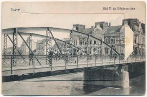 Lugos, Lugoj; Hídfő és Bésán palota. leporellólap / bridge, palace. leporellocard (gyűrődés / crease)