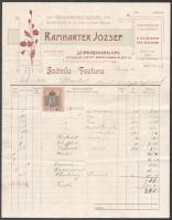 1906 Pozsony, Ramharter József vászonkereskedésének fejléces számlája, okmánybélyeggel