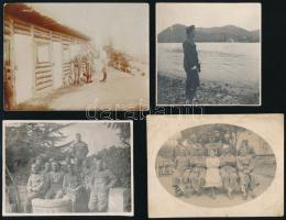cca 1914-1918 Vegyes I. világháborús katonai fotó tétel, közte polai kikötő, csoportkép, fedezék, stb., 8 db fotó, 8,5×8,5 és 9×12 cm