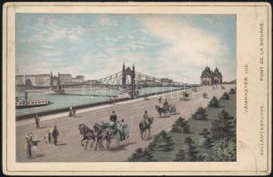 cca 1896 Budapest, Szabadság híd, litho kép, 10,5×16,5 cm