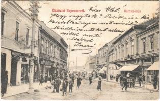 1908 Kaposvár, Korona utca és szálló, Krausz Géza üzlete (EK)