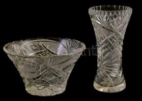 4 db kristály kínáló és váza. nagyobb méret, hibátlanok  m: 20 cm-ig