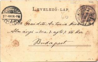 1901 Kolozsvár, Cluj, Klausenburg; Fő tér városi vasúttal, Gergely Ferenc és Reményik Victor üzlete ...