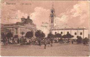 1913 Nagyvárad, Oradea; Szent László tér, városháza, piac. Sonnenfeld Adolf kiadása / square, town hall, market (EK)