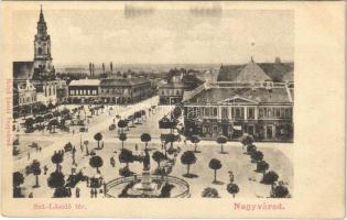 Nagyvárad, Oradea; Szent László tér, kávéház, üzletek. Helyfi László kiadása / square, café, shops