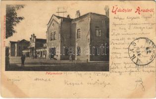 1900 Arad, Pályaudvar, vasútállomás. Bloch H. kiadása / railway station (EM)