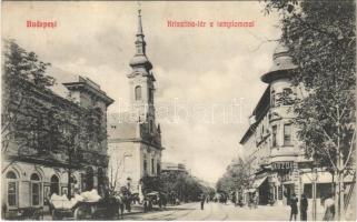 1911 Budapest I. Krisztina tér, templom, cukrászda, gyógyszertár
