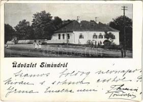 1902 Simánd, Simand; utca, kastély / street view, castle (vágott / cut)