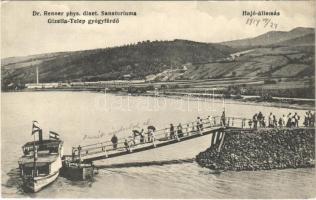 1914 Visegrád, Gizella-telep gyógyfürdő, Dr. Renner phys. diaet. szanatóriuma, hajóállomás, Izabella gőzhajó (EK)