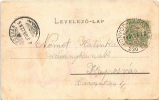 1903 Kaposvár, Abbázia mulató, kerthelyiség katonákkal. Fenyvesi Béla kiadása + "FONYÓD - KAPOS...