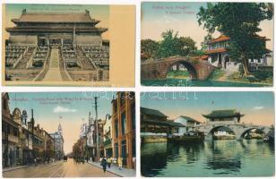 4 db RÉGI kínai város képeslap vegyes minőségben / 4 pre-1945 Chinese town-view postcards in mixed quality