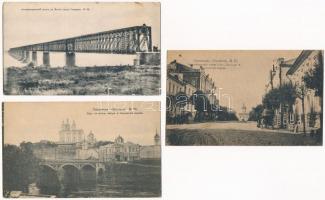 3 db RÉGI orosz város képeslap vegyes minőségben / 3 pre-1945 Russian town-view postcards in mixed quality
