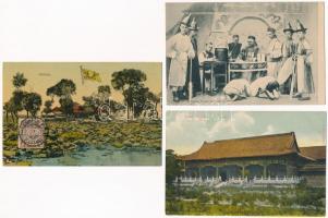 3 db RÉGI kínai város képeslap vegyes minőségben / 3 pre-1945 Chinese town-view postcards in mixed quality