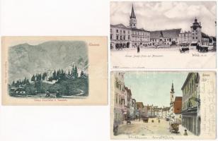 3 db RÉGI osztrák város képeslap vegyes minőségben / 3 pre-1905 Austrian town-view postcards in mixed quality: Wels, Steyr, Eisenerz