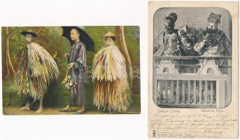 4 db RÉGI kínai képeslap vegyes minőségben / 4 pre-1945 Chinese postcards in mixed quality
