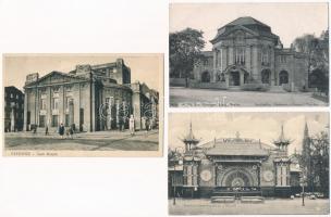 3 db RÉGI külföldi képeslap vegyes minőségben: színházak / 3 pre-1945 European postcards in mixed quality: theatres