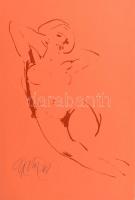 Gyémánt László (1935-): Fekvő akt. Szitanyomat, papír, jelzett, 49x33 cm / László Gyémánt (1935-): Lying nude woman. Screenprint on paper, signed, 49x33 cm
