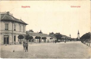 1913 Nagykőrös, Gabona piac, utca, gyógyszertár. Bazsó Lajos kiadása