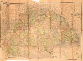 cca 1941 Magyarország közigazgatási térképe, Kogutowicz Manó, 1:900.000, szakadt, sérült, megviselt állapotban, 84x115 cm.