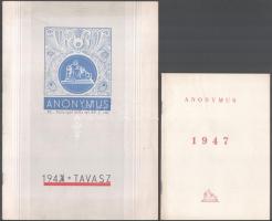 1944-1947 Anonymus Könyvkiadó 1944. tavaszi és 1947-es prospektusa.