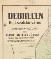1940 Debreen thj. f. szab. kir. város térképe, 1:20 000, kiadja: Antalfy József, M. kir. Honvéd Térk...