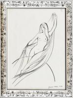Gubcsi Attila (1954-2020): Női akt. Szén, papír. Jelzett. 29x21 cm. Üvegezett keretben.