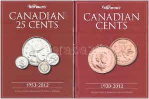Kanada 1973-2009. 25c (25xklf) forgalmi emlékkiadások Warmans Canadian 25 Cents karton éremgyűjtő albumban + Warmans Canadian Cents karton éremgyűjtő album T:1-