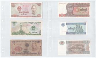 Vegyes: 43db-os indokínai, vietnámi, kambodzsai bankjegy tétel berakólapokon T:I-III
Mixed 43pcs of...
