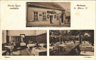 1936 Budapest II. Rózsadomb, Nardai Gyula vendéglője, étterem belső, kerthelyiség (EK)
