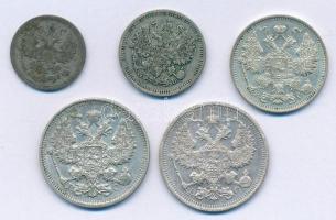 Orosz Birodalom 1899-1915. 5k-20k Ag (5xklf) T:2-3
Russian Empire 1899-1915. 5 Kopecks - 20 Kopecks...