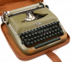 cca 1950 Erika írógép magyar billentyűzettel, bőr dobozban, kopott állapotban, 36x36x16 cm / ca 1950 Erika typewriter in leather case, in worn condition, 36x36x16 cm