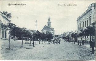 1915 Sátoraljaújhely, Kossuth Lajos utca, templom, lovaskocsi (fl)