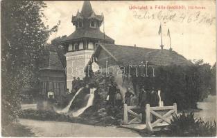 1908 Félixfürdő, Baile Felix; Hőforrásnál sorban állás. Engel Józsefné kiadása / izvor cald / spring