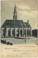 1900 Kolozsvár, Cluj; Mátyás király téri Szent Mihály templom, a szobor építés előtt / square, church, before the statue was built