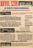 1970 Színész-Újságíró rangadó (SZÚR) labdarúgó mérkőzés és show plakátja a Népstadionban, Bunda Nélkül jeligével, jó állapotban, 70×50 cm
