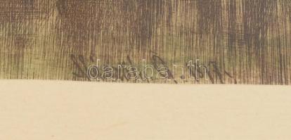 Würtz Ádám (1927-1994), Mészöly Géza után: Balatoni halásztanya. Színezett rézkarc, papír, jelzett a...