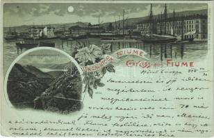 1898 Fiume, Rijeka; Fiumaraschlucht / general view, port, gorge. Druck u. Verlag v. Louis Glaser. Art Nouveau, floral, litho (EK)