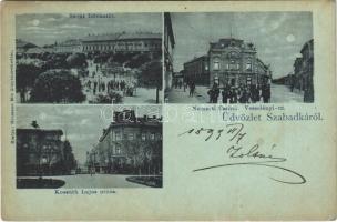 1899 (Vorläufer) Szabadka Subotica; Szent István tér, Kossuth Lajos utca, Nemzeti kaszinó, Wesselényi út, este / square, streets, casino, night
