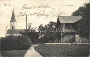 1907 Tarcsa, Tatzmannsdorf; Svájci ház, templom / Villa, Kirche / villa, church