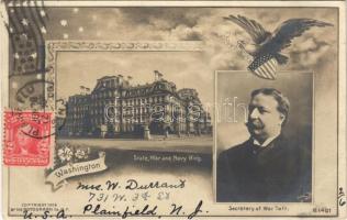1906 Washington, State, War and Navy building, Secretary of War Taft. Art Nouveau, floral, TCV card
