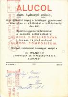 1950 Alucol cum bellad. compositum. Hyperaciditásnál, ulcusnál. Dr. Wander gyógyszer és tápszergyár ...
