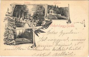 1903 Feketehegyfürdő, Feketehegy, Cernohorské kúpele (Merény, Vondrisel, Nálepkovo); sétány, kuglizó, teniszpálya  / promenade, tennis court, bowling alley, kegeln. Art Nouveau, floral (EK)