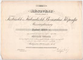 Budapest 1911. Tisztviselők és Katonatisztek Bevásárlási Központja Részvénytársaság részvénye 400K-ról, szelvényekkel T:II