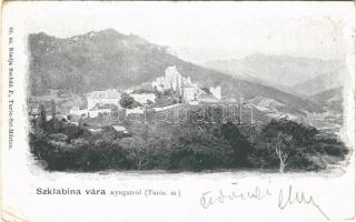 1900 Szklabinyaváralja, Sklabinsky Podzámok; Sklabinsky hrad / Szklabina (Szklabinya) vára (nyugatról). Sochán P. 82. sz. / castle (vágott / cut)