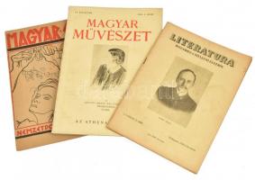 1926-1943 3 db művészeti folyóirat: Literatura I. évf. 2. sz., 1926 februárius, 32 p. + Magyar művészet VI. évf. 6. sz., 1930 június, 60 p. + Magyar Élet VIII. évf. 10. sz., 1943 október, 32 p.