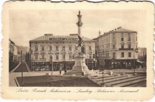 Lviv, Lwów, Lemberg; Pomnik Mickiewicza / statue, Kazimierz Lewicki Porcelan shop
