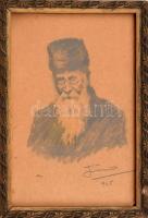 1925 Az öreg rabbi - Timon Andor ceruzarajza korabeli keretben, hátoldalt felirattal, 23×15,5 cm
