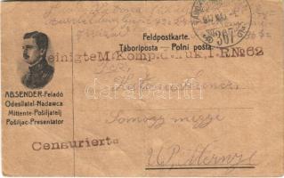 1917 Osztrák-magyar katonai tábori posta IV. Károly arcképével / Feldpostkarte / WWI Austro-Hungarian K.u.K. military field postcard, Charles I of Austria + Vereinigte M. Komp. d. K.u.K. I.R. No. 62 (fa)