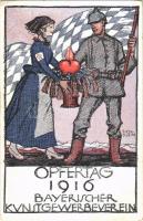 Opfertag 1916. Bayerischer Kunstgewerbeverein / WWI German military propaganda, support fund s: Rich Klein (EK)